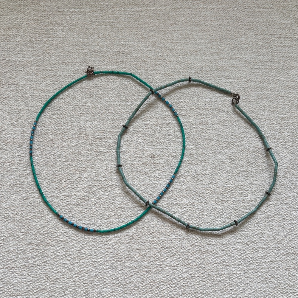 turquoise bead, silver necklace bundle